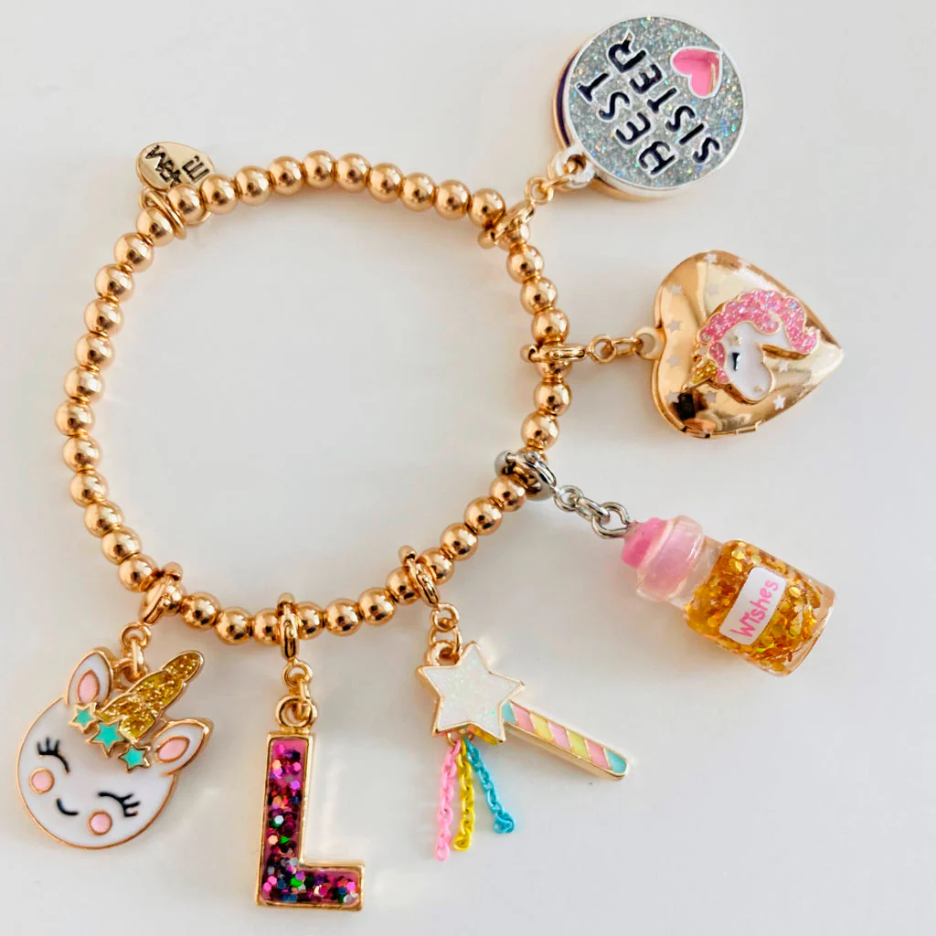 CHARM IT! Gold Pink Glitter Letter K Charm - Image 3