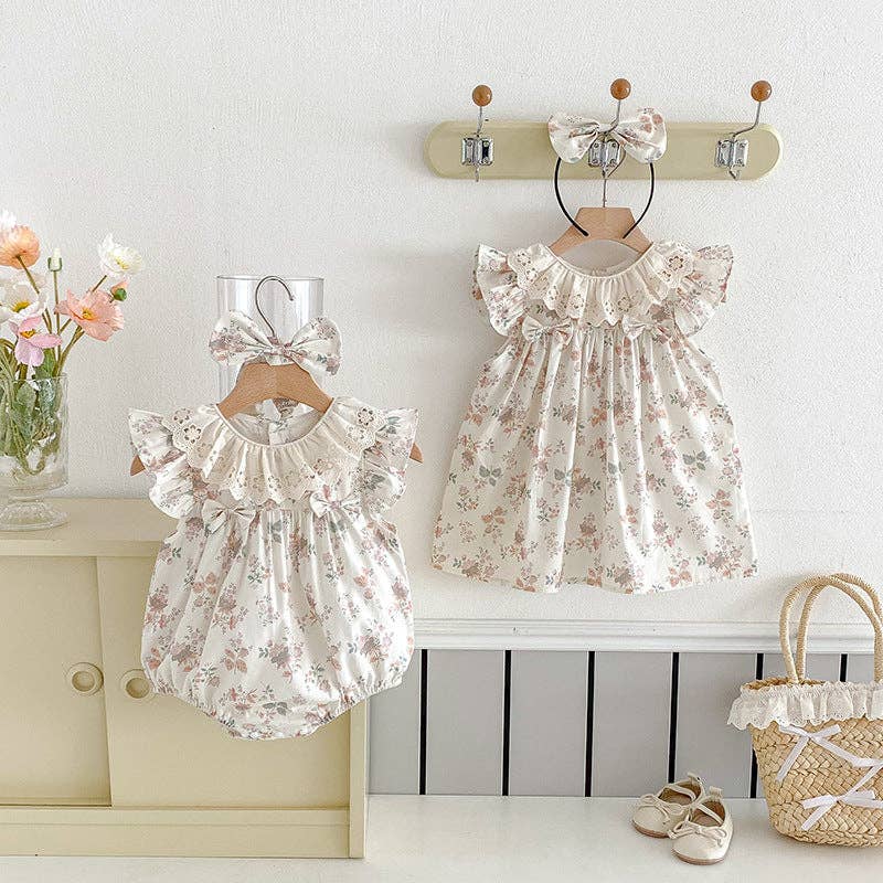 Spring Floral Print Romper Headband