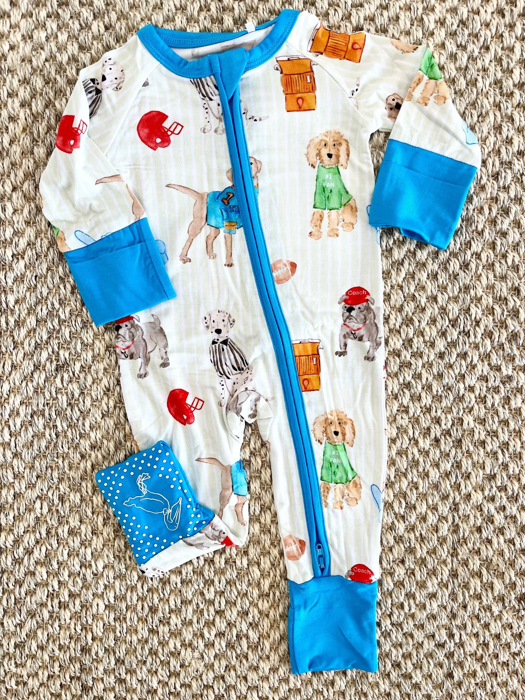 Sweet Bay Clothing – Puppy Football Zipper Footie