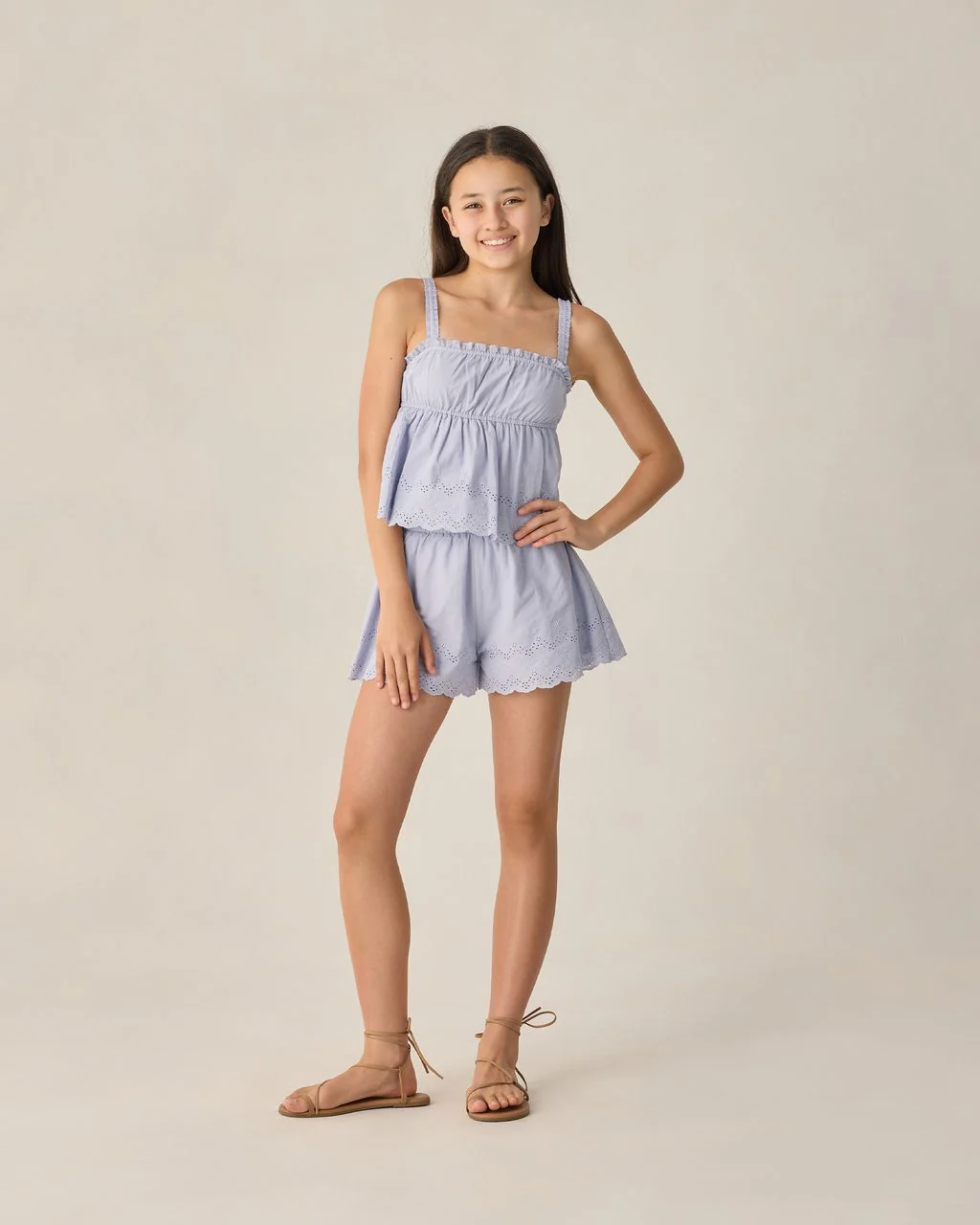 RYLEE + CRU TEEN EYELET TANK BLOUSE PERIWINKLE