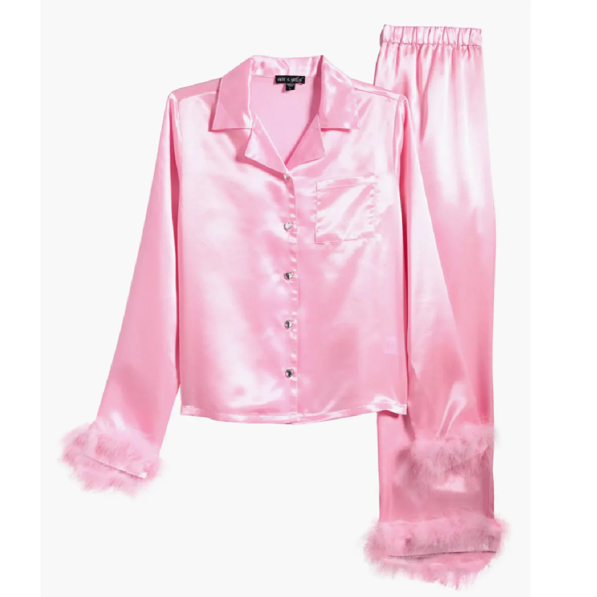 Tween Faux Fur Trim Satin Pajamas - Image 4