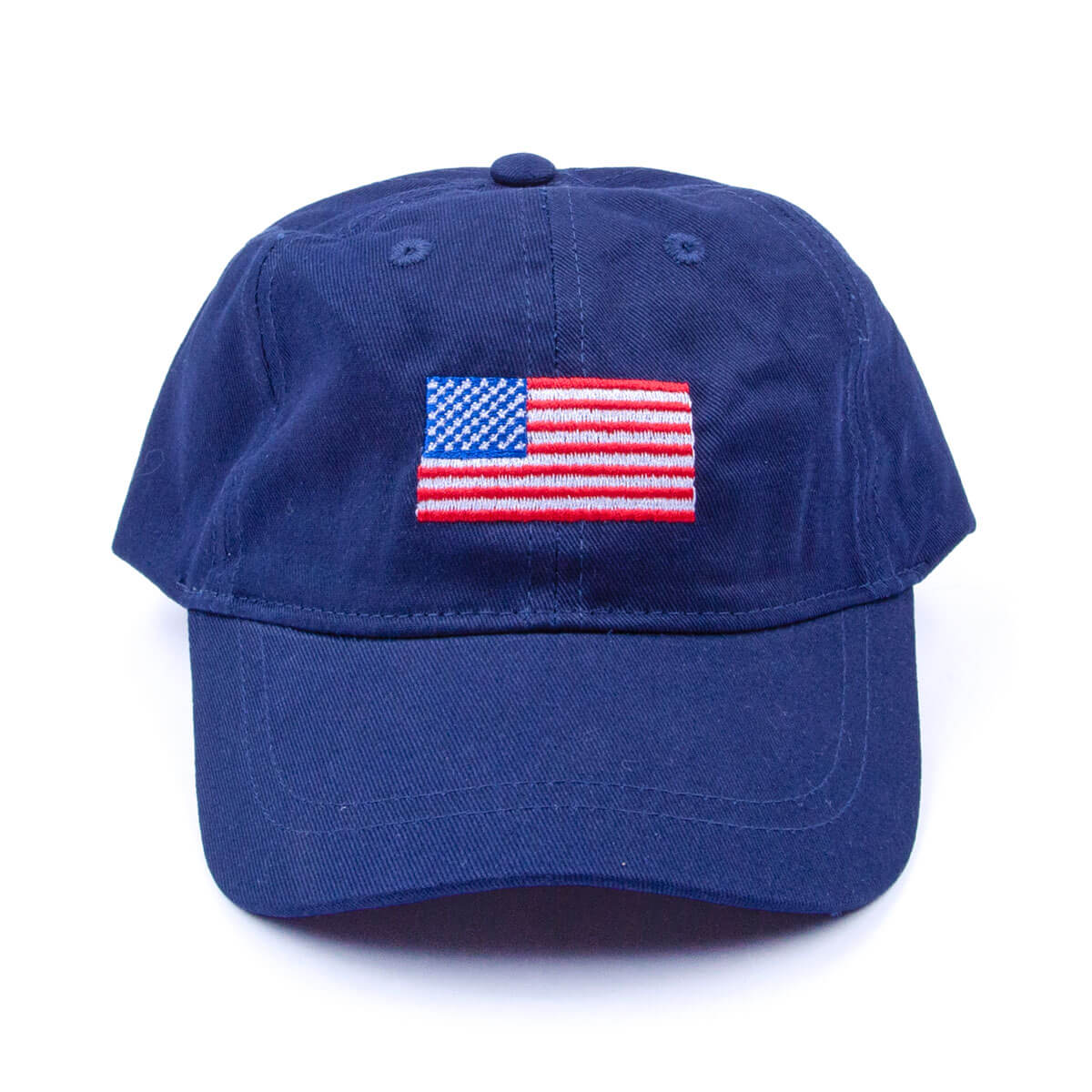 Wee Ones Boys and Girls Solid Cotton Twill Ball Cap EMBROIDERED Flag- Kids